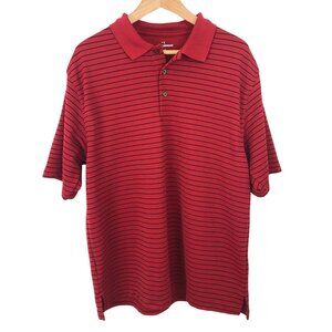 Grand Slam Mens SIze XL Red Black Striped Short Sleeve Polo Shirt